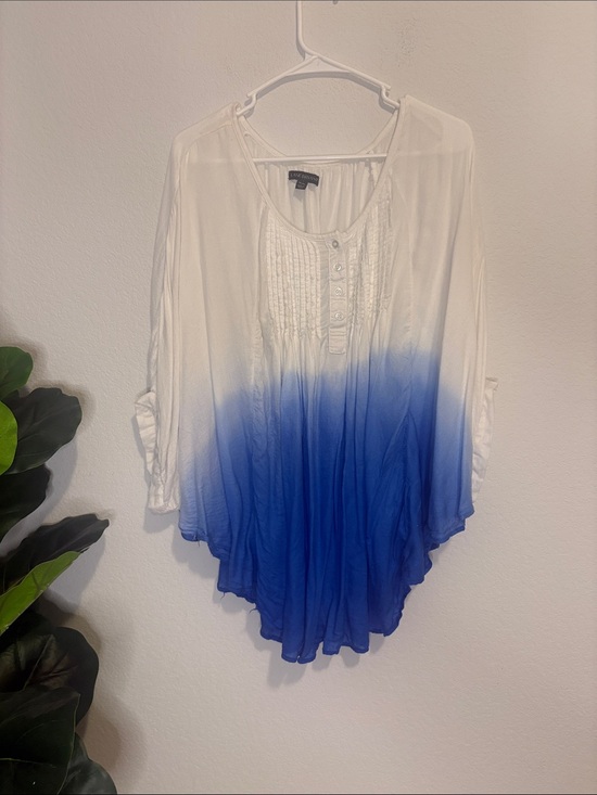 Lane Bryant Tops - Relaxed White to Blue Ombre Tunic with Pintuck Front Lane Bryant
